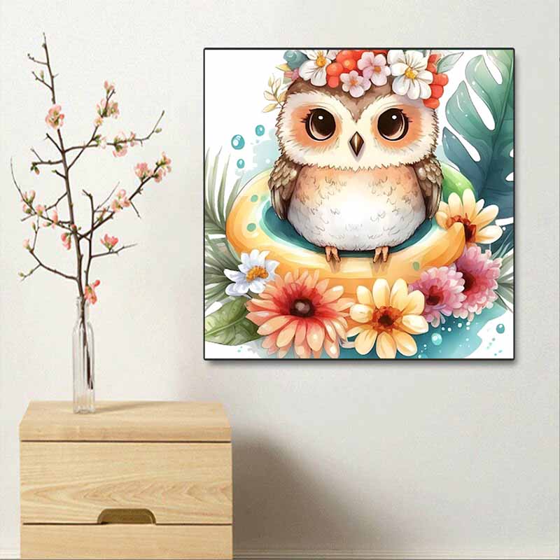 New Arrival 5D DIY Full Circle Diamond Painting "Lovely Owl" Embroidery Cross Stitch Home Decor Gift