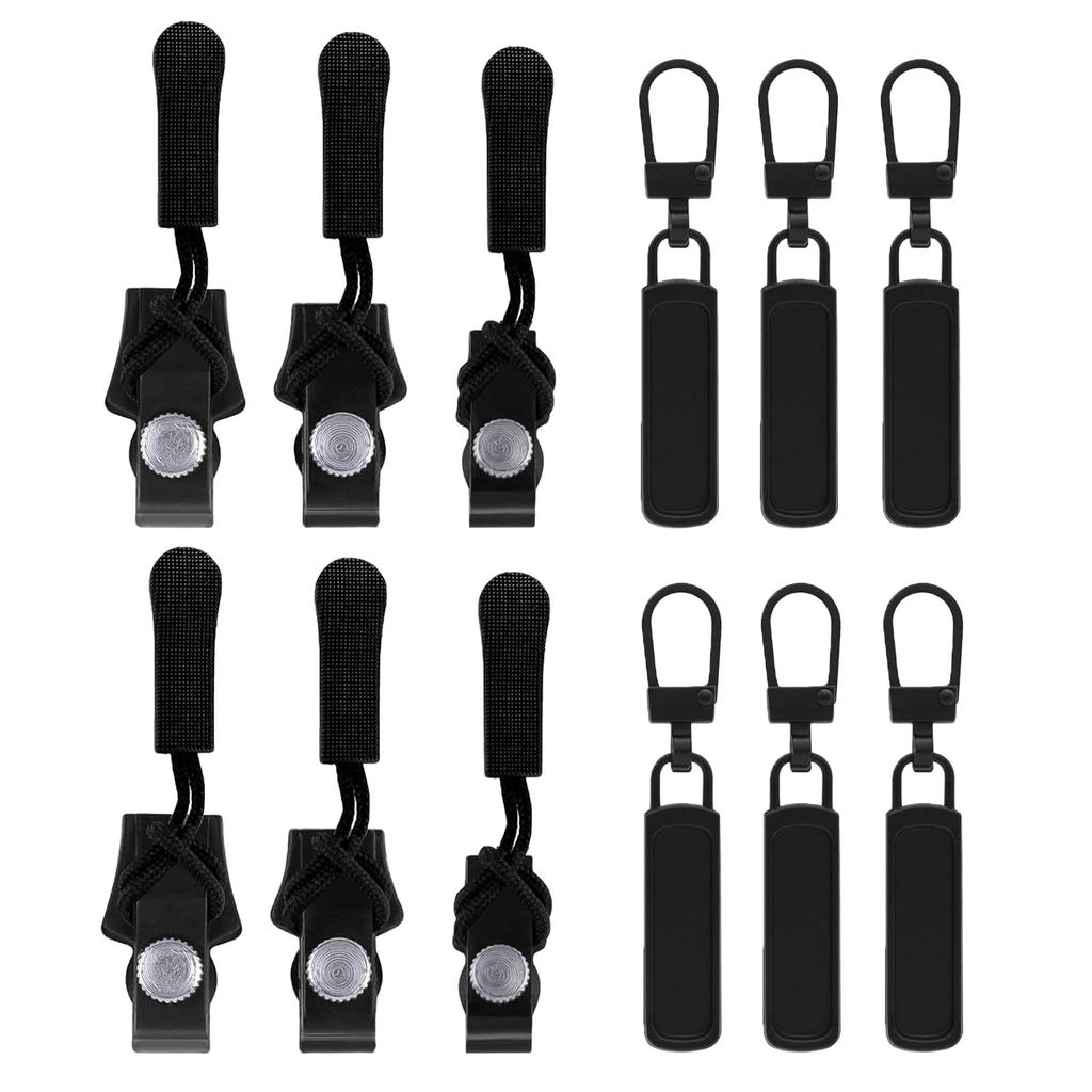 12 Pieces/Set Replacement Zippers Set Quick Instant Zippers Pullers 3 Size Zippers Repair Kits Zippers Replacement Part