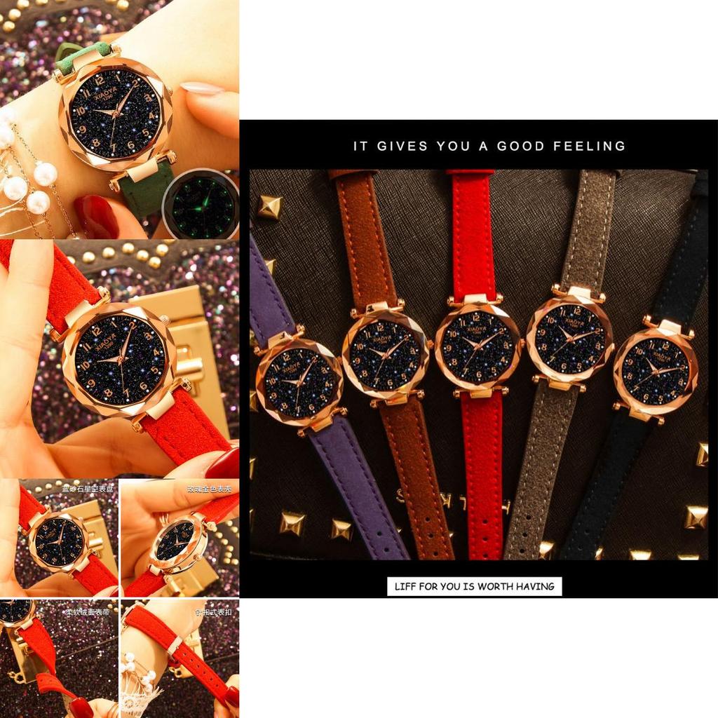 Stylish Women Wristwatch Featuring A Luminous Starry Sky And Rhinestone Details