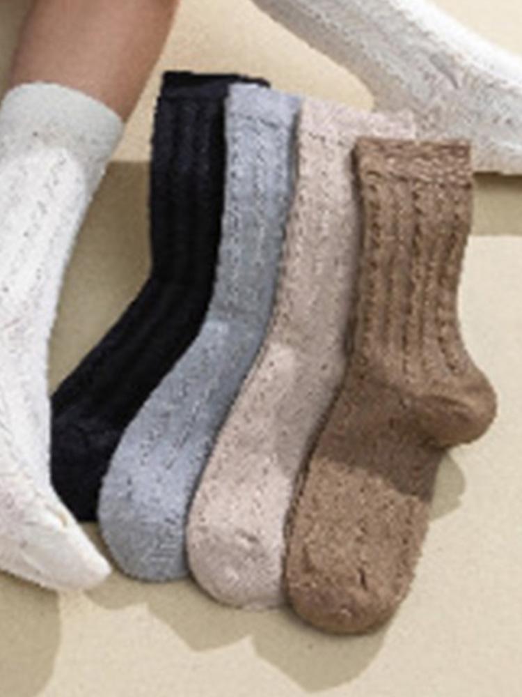 Versatile Mid Tube Socks All Seasons Men and Women Sports Socks Casual Cotton Socks Solid Color Retro Fried Dough Twists Socks