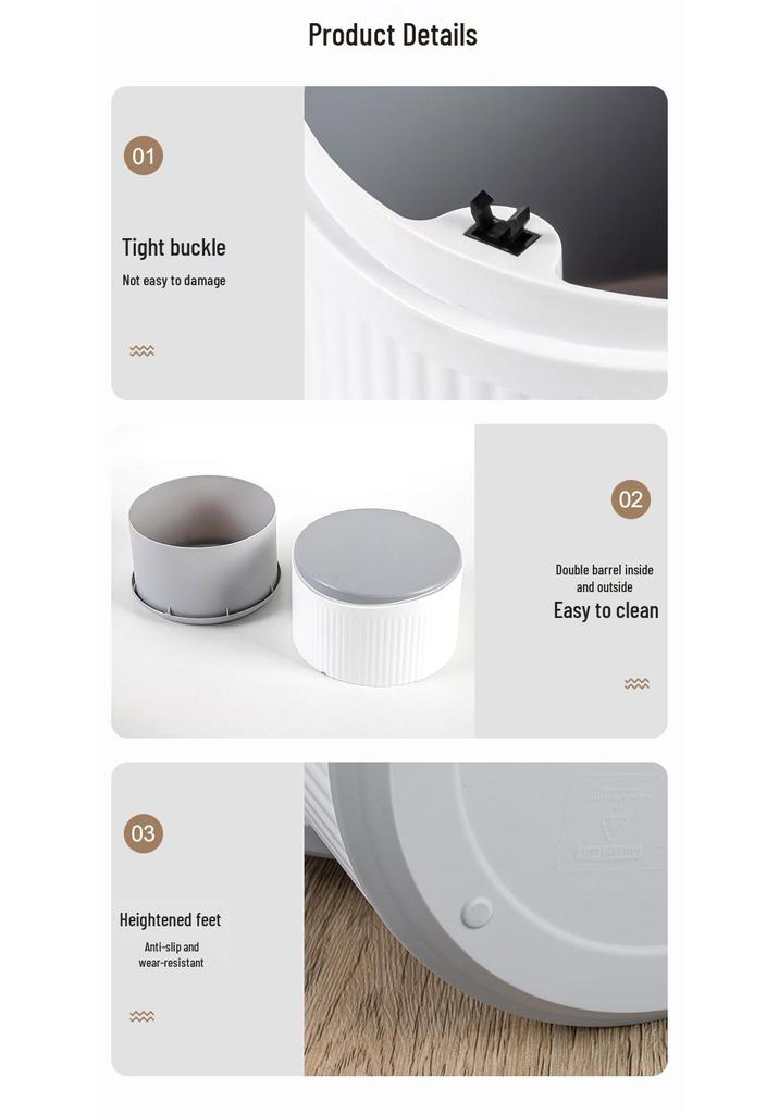 Home Story Mini Desktop Trash Can with Lid for Bedroom or Dining Table