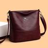 High-End Women's Soft Leather Large Capacity Bucket Bag - Fashionable and Practical Crossbody for Middle-Aged Mothers