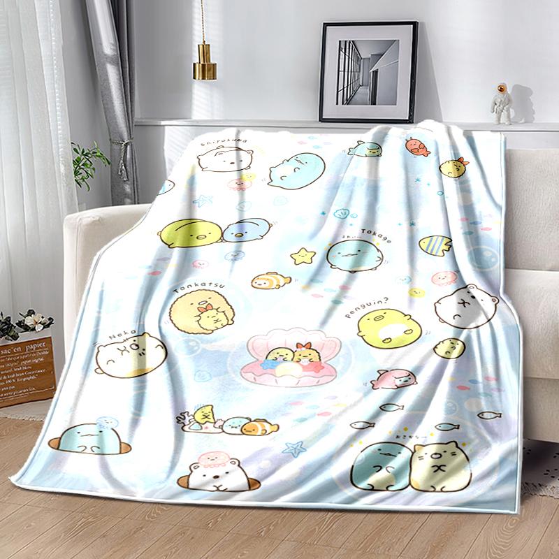 1pc Blanket Sumikko Gurashi Print Design, Lightweight Blanket for Sofa, Bed- Soft &Warm, Gift for All Seasons like Christmas, Halloween