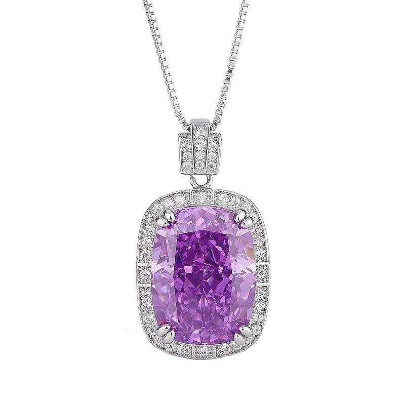 Bijoux Diamant Haute Carbone Coupe Fleur de Glace Cuivre Incrusté Rétro Tempérament Pendentif Collier Femme Hôte 12 * 16