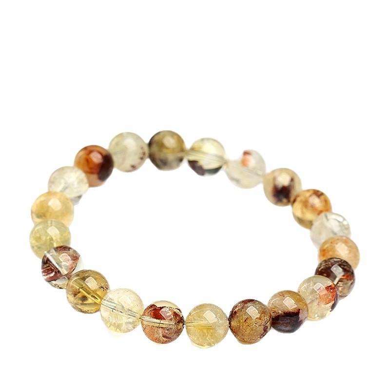 Hongchu Crystal Natural Golden Phantom Quartz Bead Bracelet Natural Icy Gradient Golden Phantom Bracelet