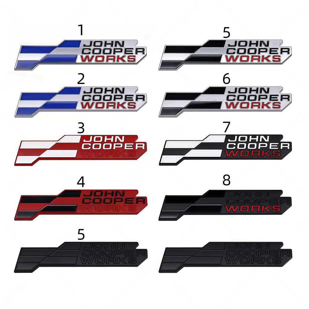 Adesivo Distintivo Metallo 3D JCW John Cooper Works Griglia Anteriore Emblema Portellone Posteriore Decalcomania