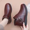 Winter Old Man Cotton Shoes Women's Leather Shoes Warm Non-slip Soft Sole Medium and Old Velvet Flat Short Boots Cotton Shoes