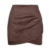 Suede Solid Color Hip Skirt Autumn and Winter Pleated Irregular Zipper Skirt