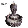 Traditional Craft Incense Burner Skeleton Burner, Backflow Waterfall Cone Holder, Gothic Skull Spooky Halloween Decor Stick Holder for Home