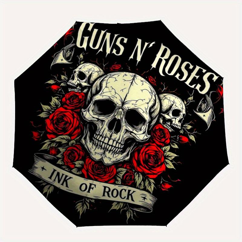 1pc Skulls and Roses Automatic Open/CloseUmbrella,Compact Umbrella for Men & Women Day Gift.Z076