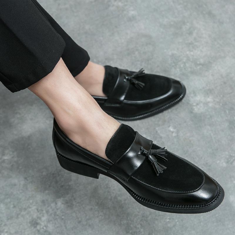 Men s Summer Formal Leather Loafers: British Trend, Breathable, Slip-On, Casual & Business. 43 чёрный