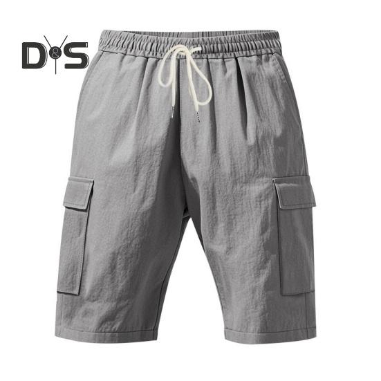 Pantaloni scurți de vară pentru bărbați, de culoare solidă, ocazional, în stil obișnuit, cu curele elastice, șnururi, respirabili