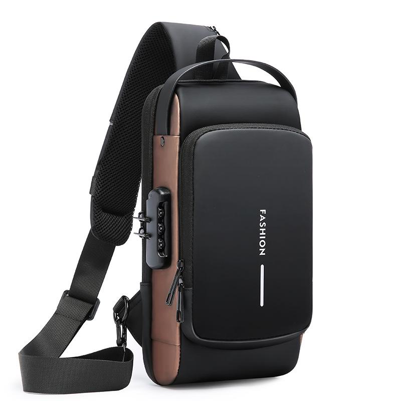 

Мужская водонепроницаемая противоугонная сумка кроссбоди с кодовым замком - нейлоновая нагрудная сумка для мотоцикла Blue and Gold Accent