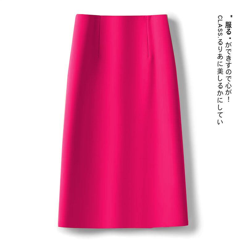 Petite High Waist Midi Skirt with Back Slit - Women's 2025 Spring/Autumn A-Line Slimming Style