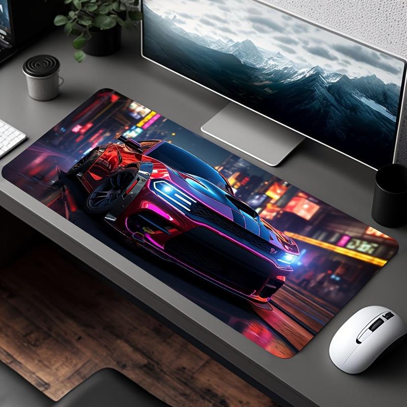 Cool Racing Car Design Large Mouse Pad with Stitched Edges Non-Slip Rubber Extended Gaming Keyboard Mat for Home E-sports Gamer