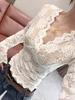 Spicy Style Sexy V-Neck Lace Long-Sleeve T-Shirt, Autumn/Winter, Plus Velvet for Women