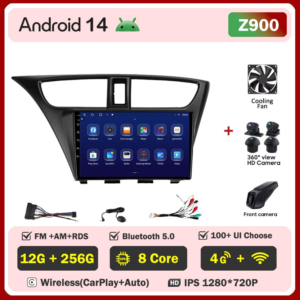 For Honda Civic 9 FK FB 2012 - 2017 Car Radio Player Car Carplay Screen Autoradio Mirr 4G or Link Car Intelligent Systems 8 Core