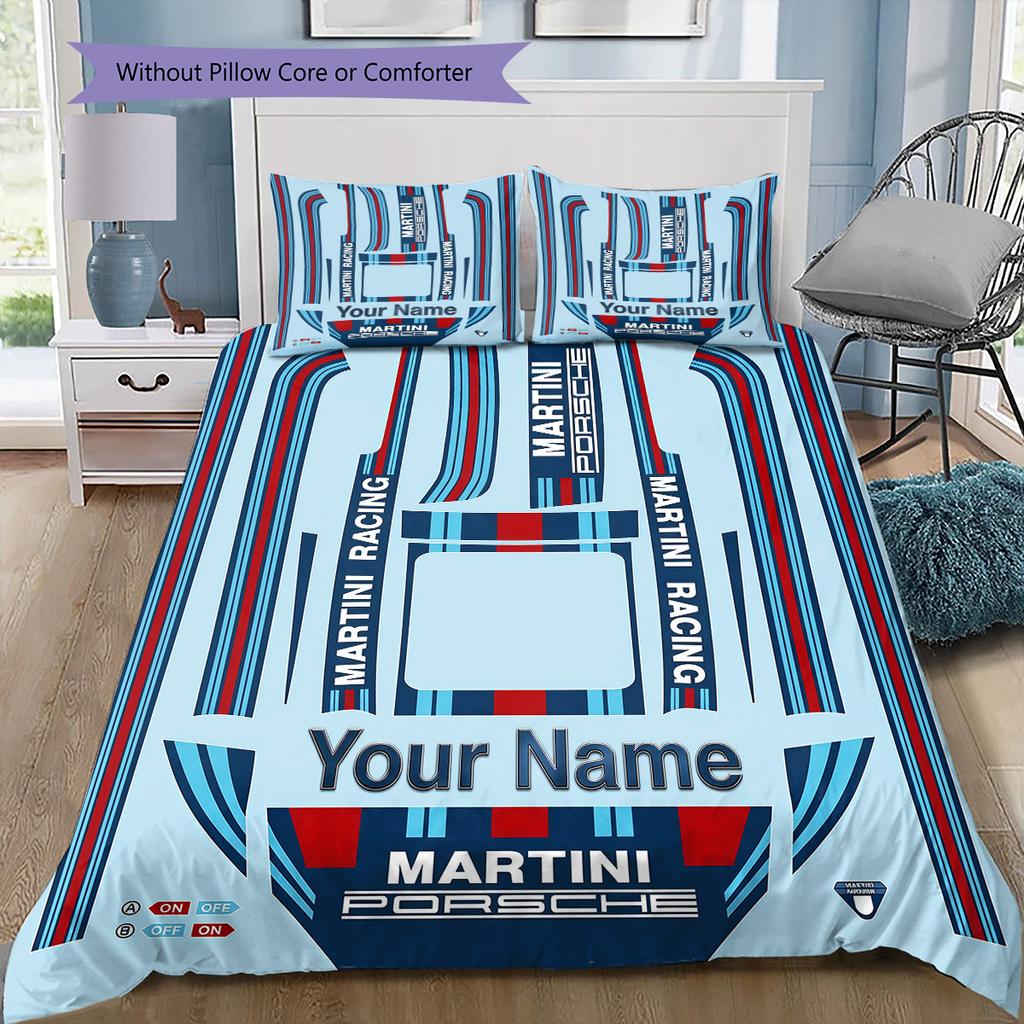 Custom Name Martini Racing Bedding,Quilt Set Quilt Cover Pillowcase Home Birthday Gift(1 * duvet cover + 2 * pillowcase, without core) -HE78