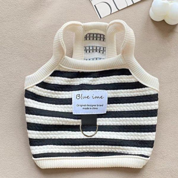 Autumn New Pet Dog and Cat Towing Clothes Teddy Bichon Frise Striped Vest