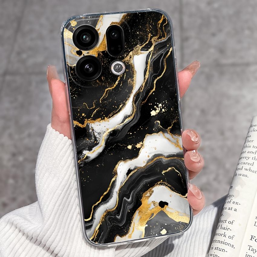 For Oppo Find X9 X8 X7 X5 Pro X2 Lite Reno8 Pro Pro+ Phone Case Black Cat Wine Glass Patterns Transparent TPU Protection Covers For Oppo Bumper Casing