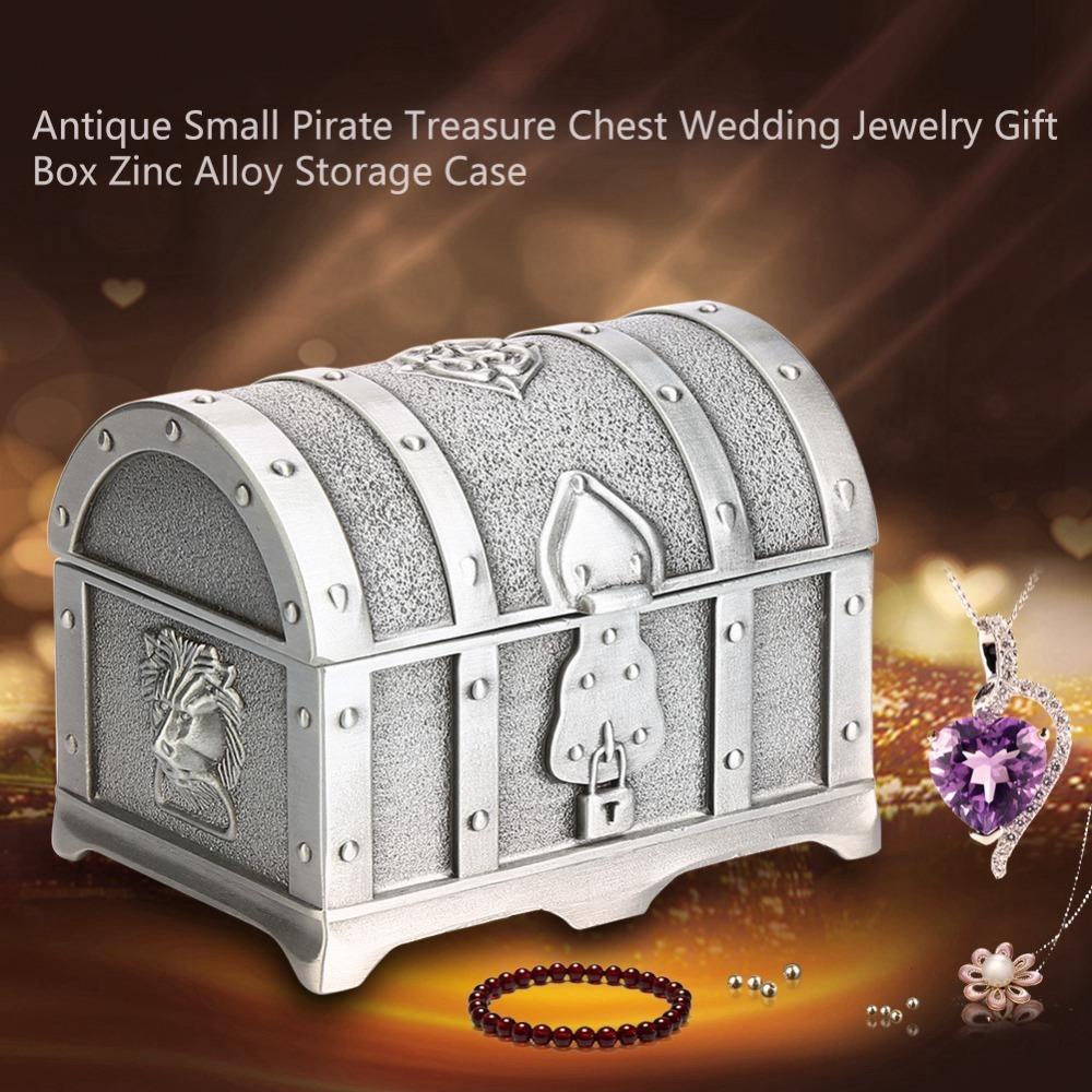 Small Treasure Chest Box Zinc Alloy Material Pirate Trinket Chest Keepsake Holder Case Wedding Use