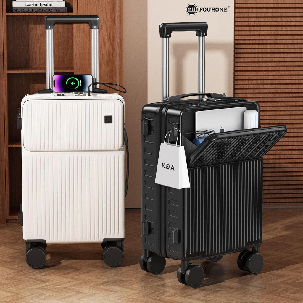 Multifunctional Student Trolley Suitcase with Front-Opening and Combination Lock, Large Capacity