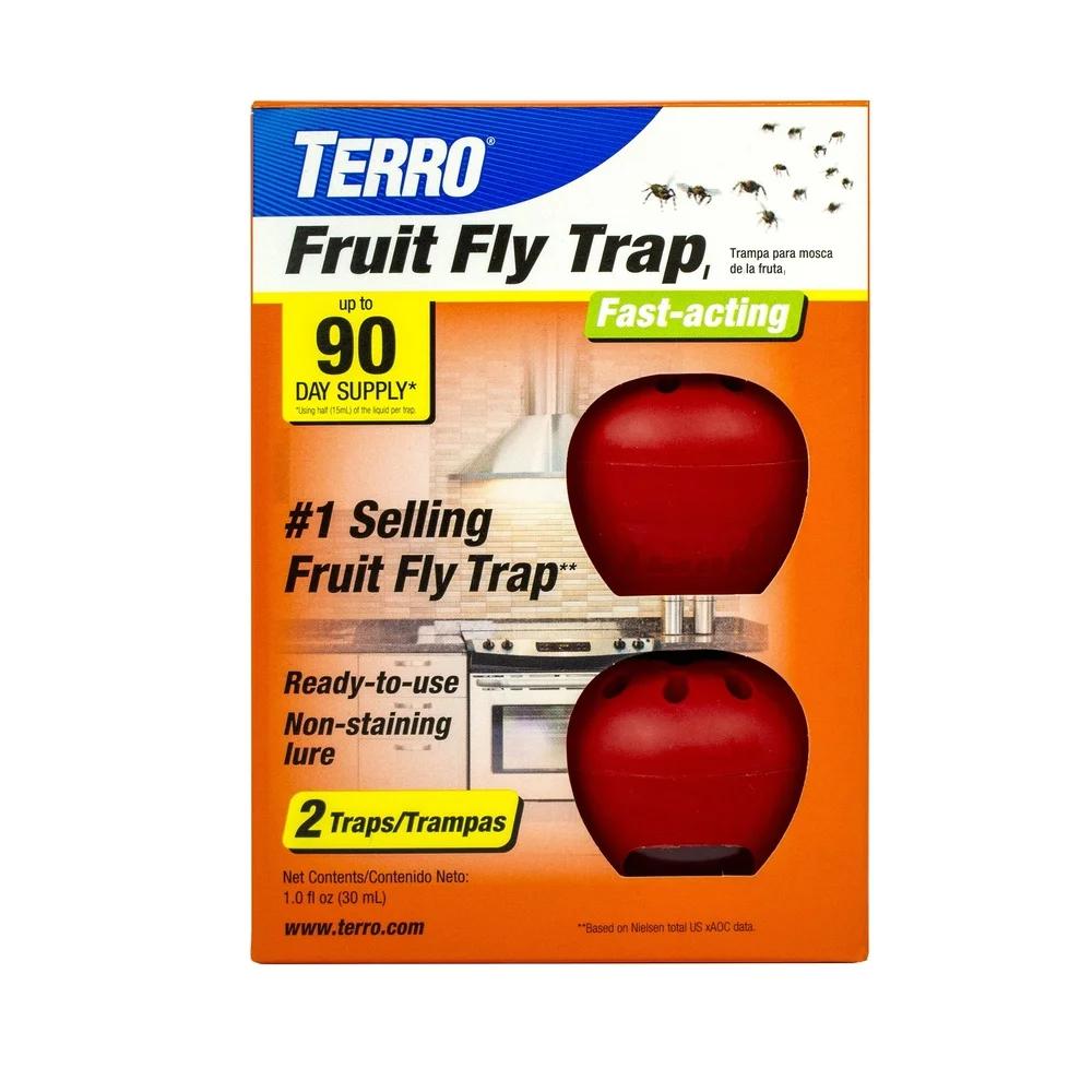 2 Pack Apple Shaped Fruit Fly Trap Non Toxic Indoor Use Effective Lure Eliminate Fruit Flies Kitchen Safe Easy Setup