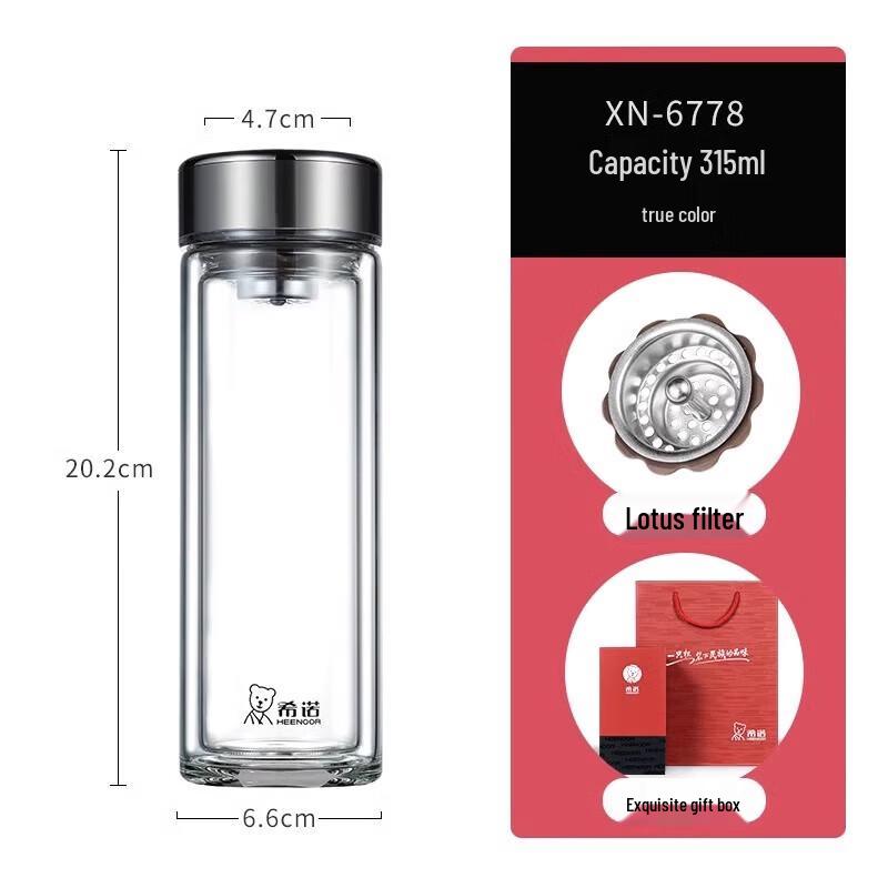 Heenoor Double-Wall Glass Mug with Handle