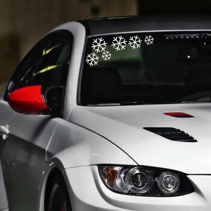 Christmas Car Stickers Snowflake Window Glass Reflective Vinyl Decal Graphic Decoration Festival Creative Gift Auto Accessories