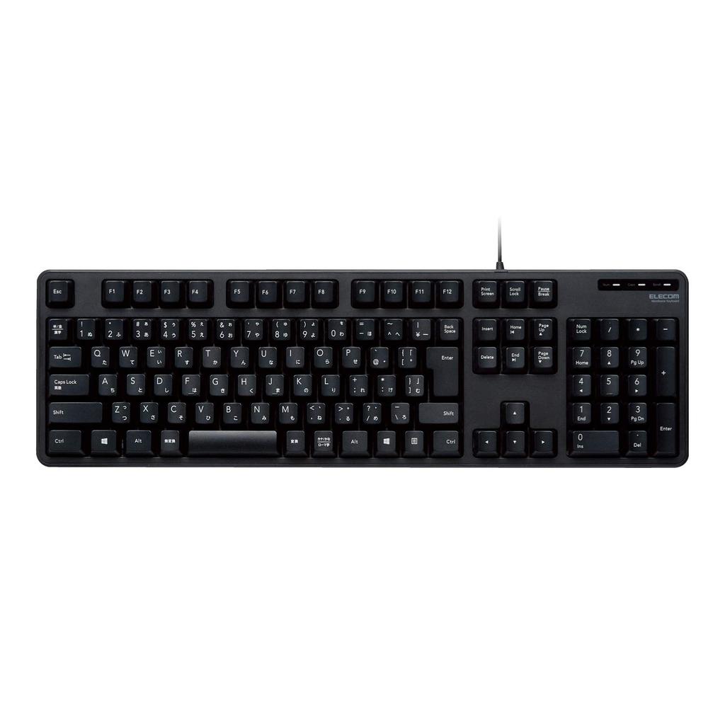 Elecom Wired Membrane Full Keyboard, Black, TK-FCM104XBK