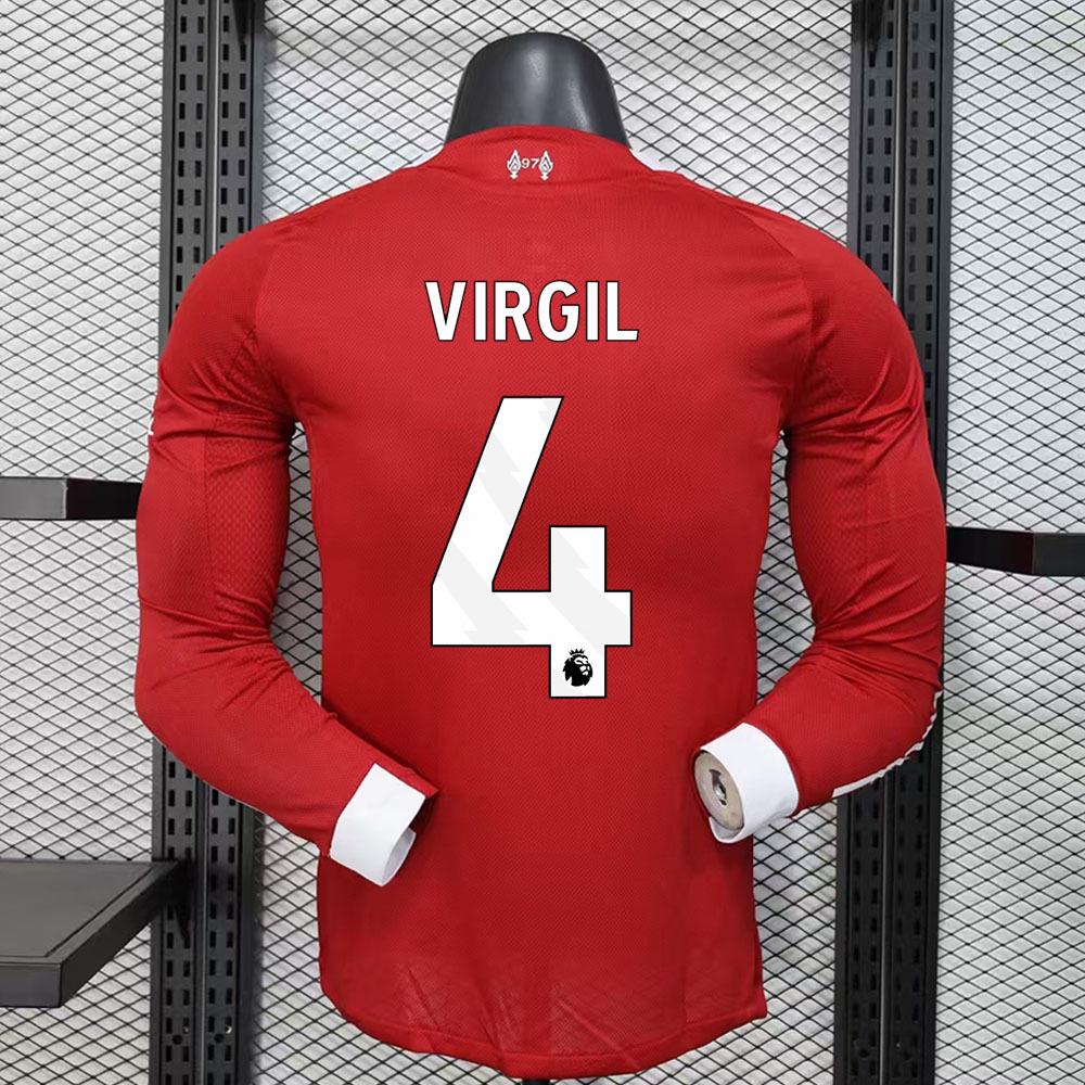 

Liverpool Premier League 25/26 Home Long Sleeve Jersey with Wirtz and Salah Print. XL