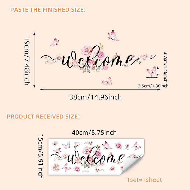 

Разнообразие цветов Бабочка Английский Приветствие Зеленое растение Наклейка на дверь Гостиная Спальня Украшение для дома Наклейка на стену