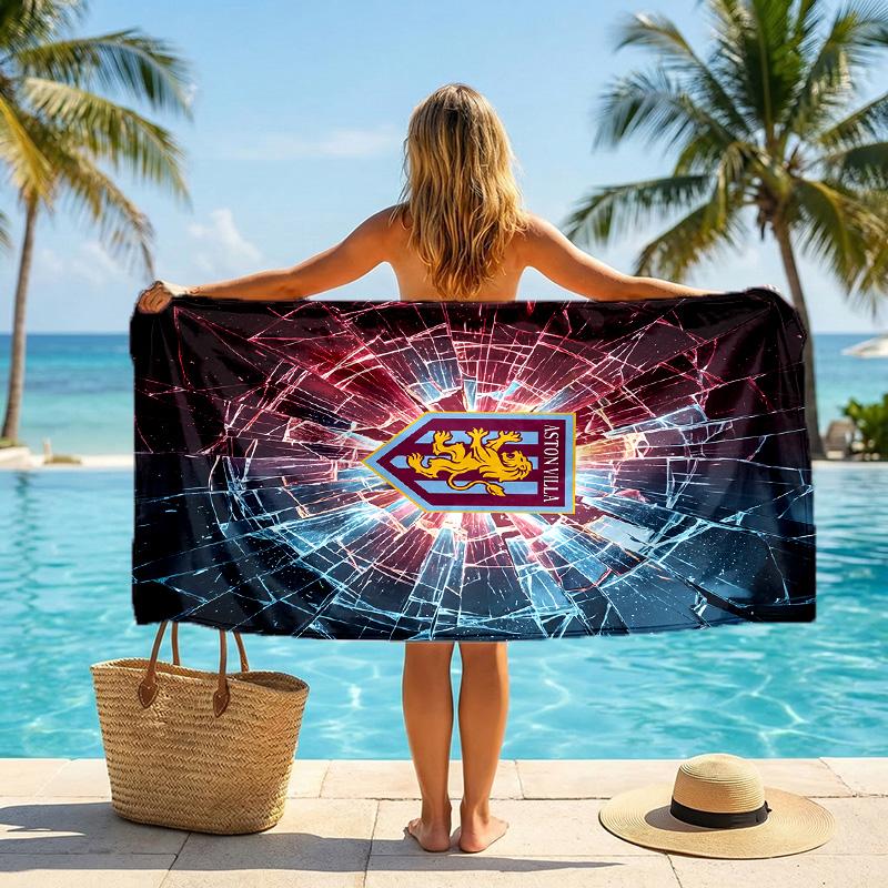 Aston Villa Fußball Strandtuch Weiches Mikrofaser Sommerhandtuch Schnelltrocknendes Saugfähiges Handtuch für Strand Schwimmbad Reisen