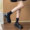 Sweet bright leather platform fashionable new small leather shoes show height small thick heel muffin shoes single shoes