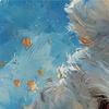 Cute White Puppy Shower Curtain - Running With Butterflies & Clouds, 71X71 Inch Polyester, Hand Wash, Summer Bathroom Decor
