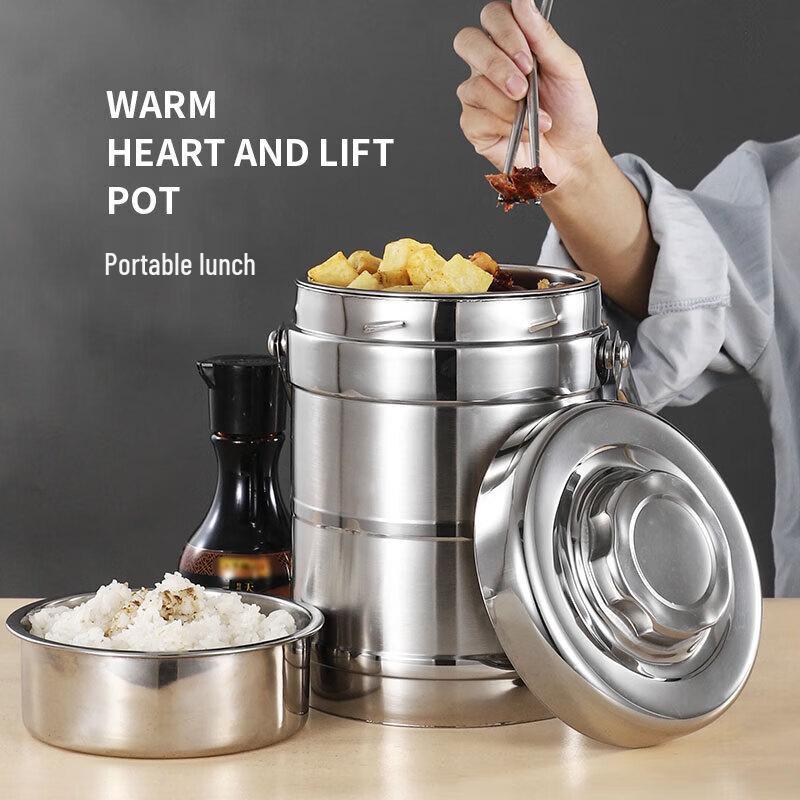UOASO 3-Layer Drum-Shaped Stainless Steel Insulated Lunch Box