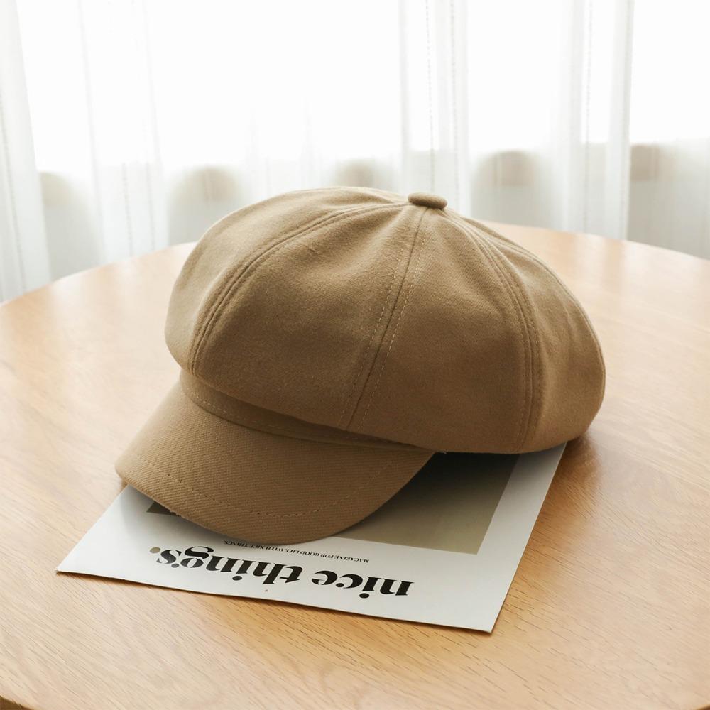 Solid Color Vintage Newsboy Cap Duck Tongue Painter Cap Casual Retro Berets Hat  Female