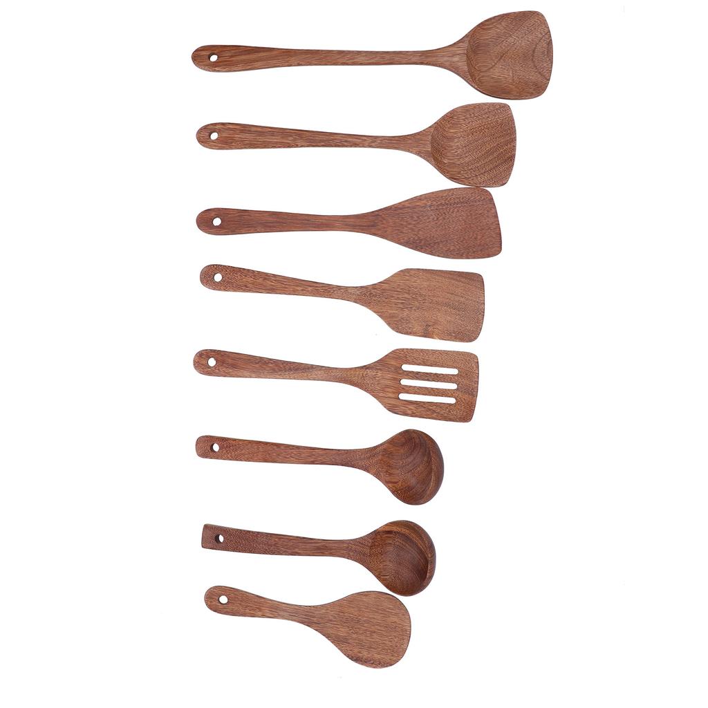 8Pcs Kitchen Tools Set Wooden Spatula Shovel Spoons Mixing Stirring Serving Utensils