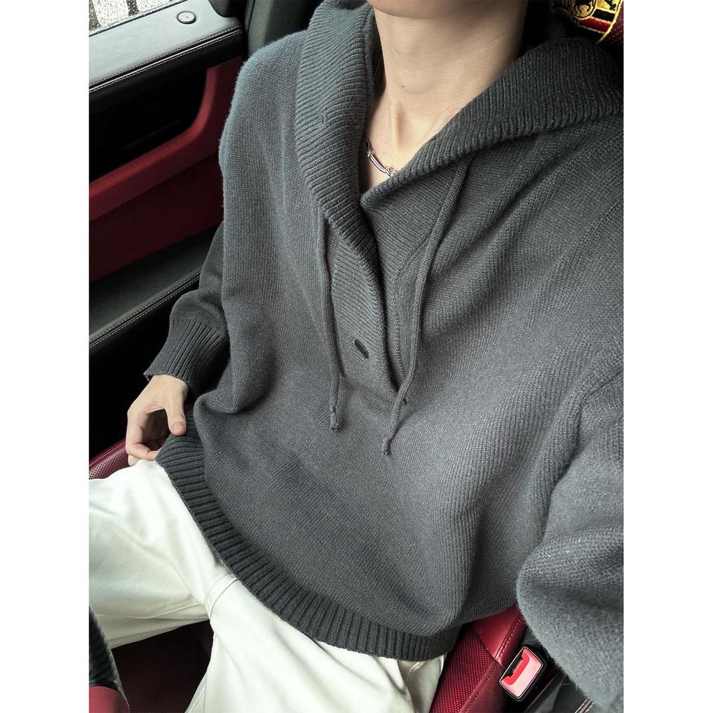 Men's 2024 Autumn/Winter Loose Trend Pique Knit Hoodie Sweater