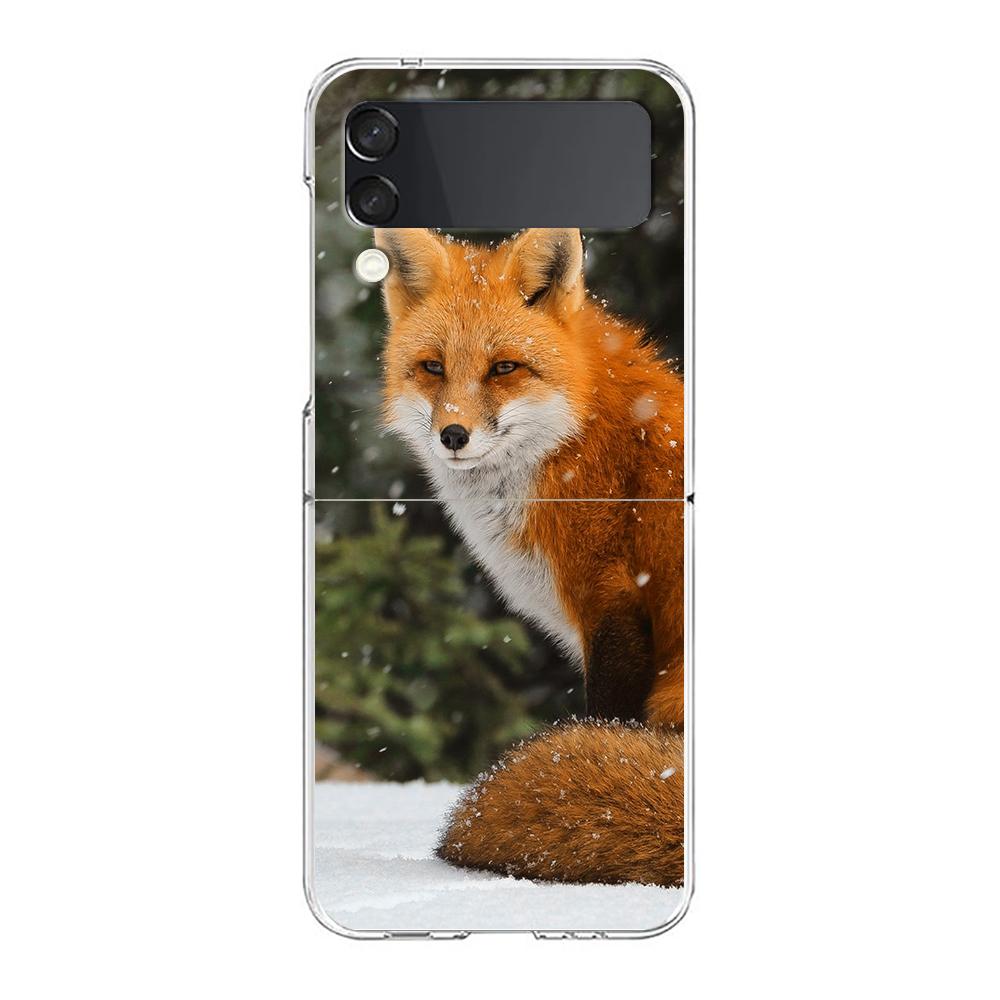 

Cute Red Fox Gift Clear Phone Case For Samsung Galaxy Z Flip 4 Thin Transparent High Hard Shell on For Galaxy Z Flip 3 5G Cover Galaxy Z Flip