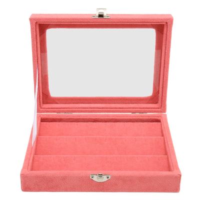 Boîte d'exposition pour pins Anti-poussière Couvercle en verre transparent Boîte de rangement pour badges avec boucle de verrouillage pour broche