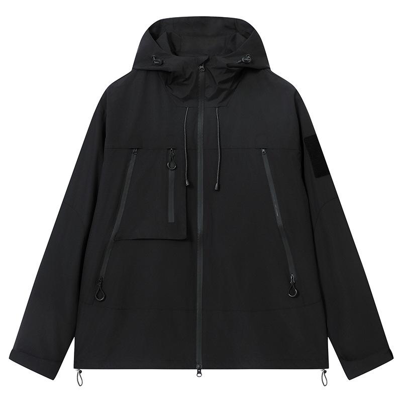 Couple Outdoor Waterproof Jacket Men's Functional Style Work Bag Jacket Jacket Small Oxford Hooded Loose Jacket Men