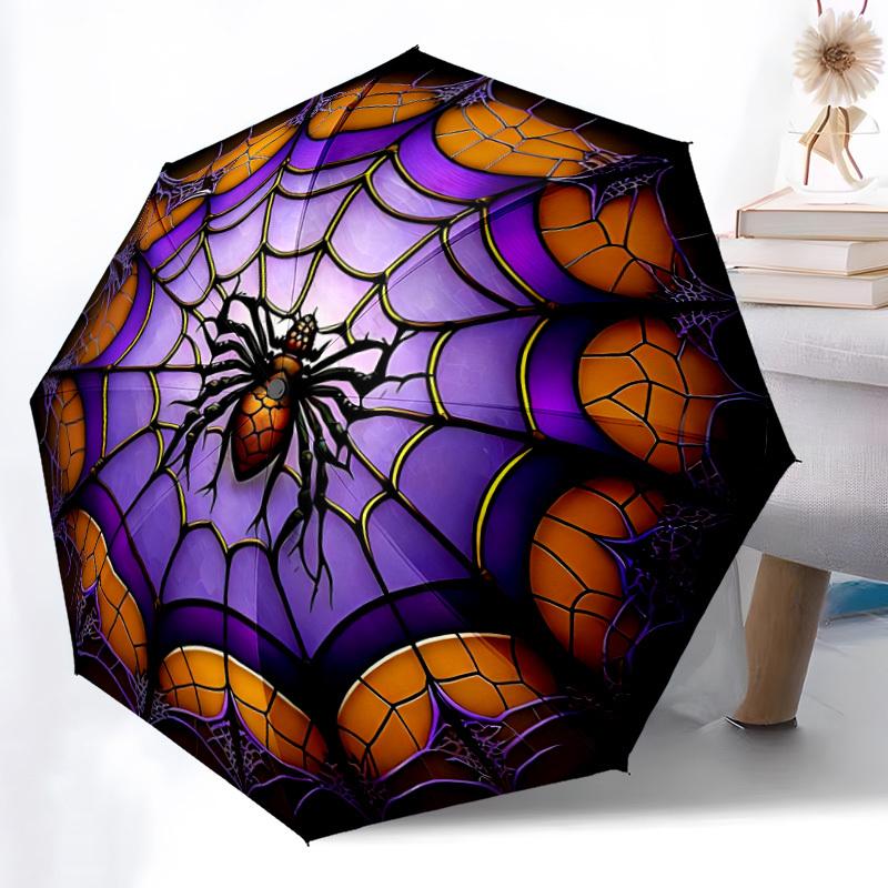 1pz Ombrello Pieghevole Automatico Ragnatela - Design, Telaio Resistente in Ferro per Viaggio, Esterno, Spiaggia Accessorio Moda a0920069