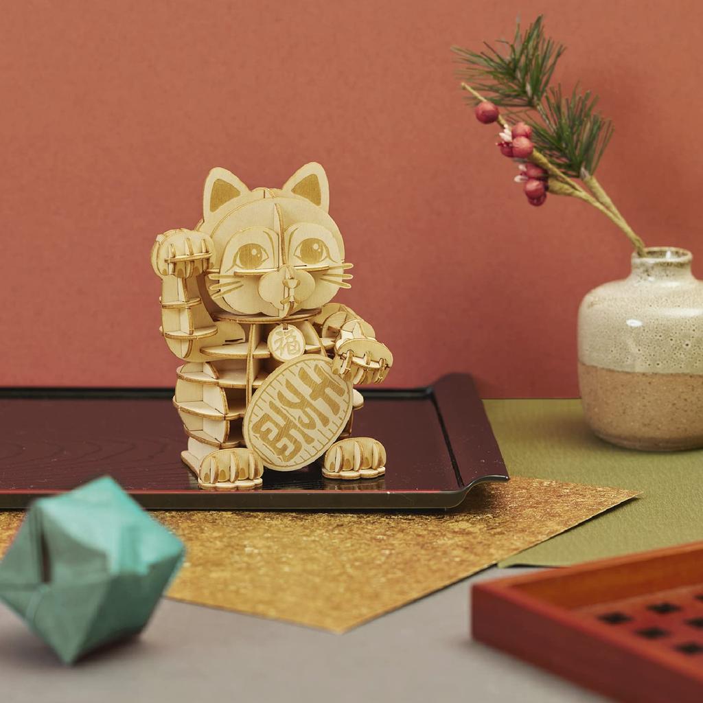 Maneki Neko A wooden 3D puzzle DIY craft kit that can be enjoyed by everyone from elementary school students to adults Educational toys for boys and