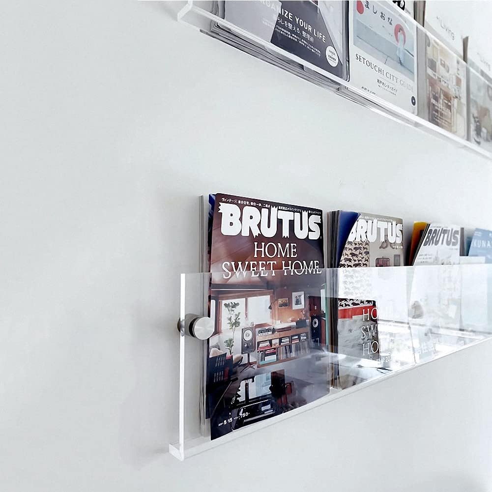 PonyLes Magazine INS Nordic Transparent Magazine Wall Wall Brochure Wall-Mounted Rack, Style, Design, Acrylic, Rack, Shelf, Bookshelf, Storage, Stand,