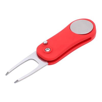 Foldable Golf Divot Repair Tool with Magnetic Ball Marker Golf Green Fork and Pop Up Button