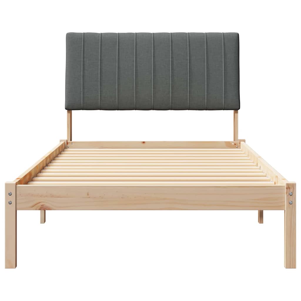 Bed Frame with Headboard Brown 100 X 200 Cm Solid Pine Wood
