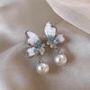 Elegant Pearl & Crystal Butterfly Earrings - 2024 Trendy Versatile Style