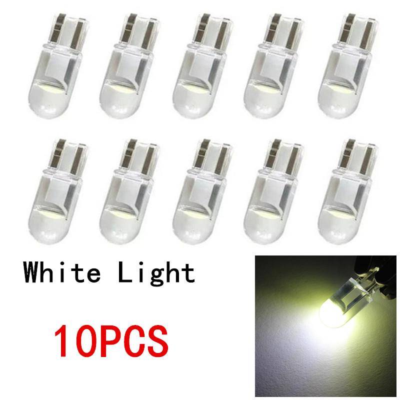 5/10/20/50/100Pcs 12V W5W T10 Led Car Light COB Glass 6000K White Light Auto Automobiles License Plate Lamp Dome Read Light