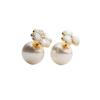 Resin Earrings Unisex Gold/White E4491WOMMP_D301